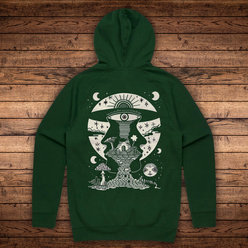 Lunar Enigma – Mystical Midweight Hoodie with Kangaroo Pocket and Raglan Sleeves